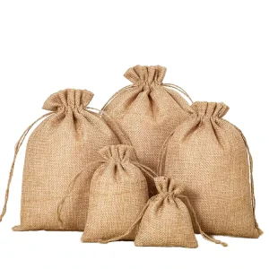 Eco-Friendly Satin Pouch Drawstring Burlap Linen Jewelry Sack Jute Bag for Coffee Bean Packaging Eco-Friendly Textile Packaging
