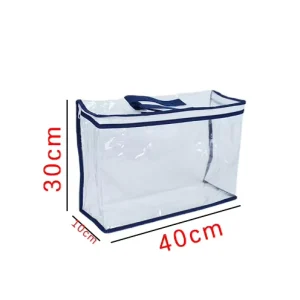 Eco Friendly Textile Storage Packaging Bag with Custom Logo Large Comforter Clothing Bags PVC Material Zipper Closure