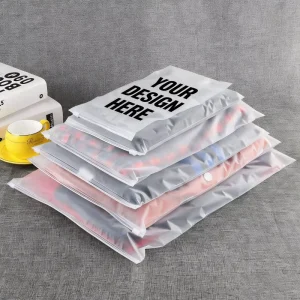Eco Friendly Zipper Clothes Packaging White Frosted Zipper Bag Plastic Ziplock Bag Semi Transparent Packaging Bag With Your Logo