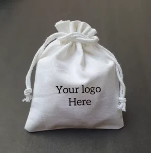 Eco Muslin Cotton Gift Packaging Pouch Customized Organic White Cloth Canvas Cotton Drawstring Bag