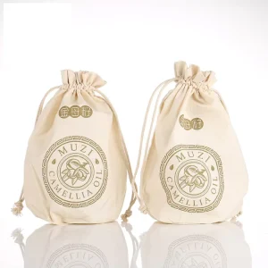 Eco Muslin Cotton Linen Gift Packaging Pouch Customized Organic Cotton Drawstring Bag