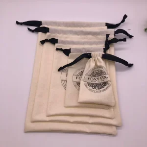 Eco Muslin Cotton Linen Gift Packaging Pouch Customized Organic Cotton Drawstring Bag