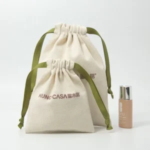 Eco Natural Cotton Canvas Drawstring Bag Green Storage and Gift Packaging Pouch for Cosmetics Sustainable Textile Solution