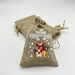 Eco Organic Jute Drawstring Bag for Jewelry Linen Gift Packaging Pouch With Custom Logo