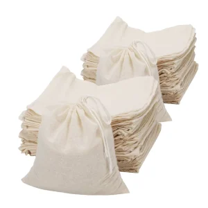 Eco Travel Muslin Cotton Linen Gift Packaging Pouch Customized Organic Small Cotton Shopping Drawstring Bag