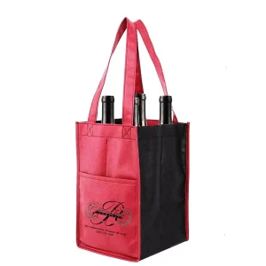 Eco friendly Custom Logo Color Non Woven Wine Bag in 6 4 2 1 Bottle Sizes Folding Style
