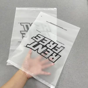 Eco-friendly Custom Printed Plastic Packaging Clothing Transparent EVA Frosted Zipper Bag for Garment T-shirt