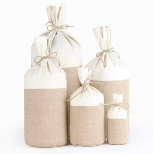 Eco friendly Drawstring Jute Shoe Dust Bags Customized Size Cotton Soft Foldable Pouch Gift 12oz All Seasons