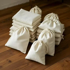 Eco-friendly Dust Bag Large Size Plain Natural Cotton Drawstring Bag 100% Beige Cotton Drawstring Pouch Bag for Gift Packaging
