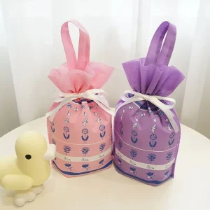 Eco friendly Reusable Daily Party Packing Pouches Customized Non Woven Drawstring Package Bags For Gifts & Crafts Printed Logo