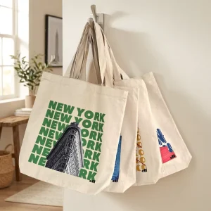 Environmentally Friendly Cotton Canvas with Custom Printed Logo Large Cotton Zipper Shopping Bag