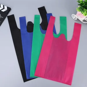 Fabric Promotional PP Non Woven Bags Nonwoven T Shirt Non Woven Vest Carrier Shopping Bag