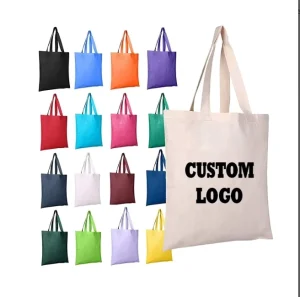 Factory Custom 30*35 35*40cm Organic Beige Black Canvas Cotton Bags for Packaging Promotion