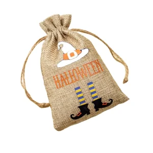 Factory Customized Logo Jute Drawstring Packaging Pouch Gift Bags for Halloween