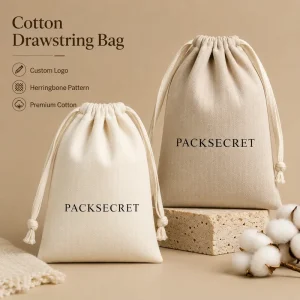 Factory Herringbone Pattern Bundle Pocket Customized LOGO Size Storage Packaging Drawstring Cotton Jewelry Bag
