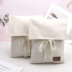 Factory Price Organic Natural Cotton Envelope Pouch for Baby Clothes Custom Logo Printed Muslin Gift Handbag Dust Packing Bag