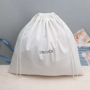 Factory Price White Cotton Twill Clothes Pillow Shoe Packaging Pouch Custom Logo Printed Cotton Drawstring Dust Bag
