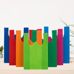 Factory Recyclable Eco Friendly Supermarket w Die Cut Non Woven Shopping t Shirt Bag