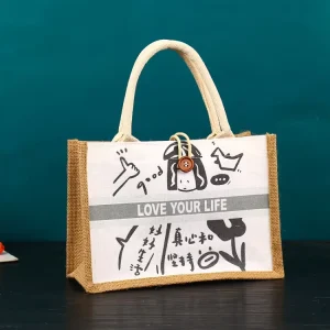 Factory Sale Eco friendly Jute Packaging Bag Linen Beach Handbag Luxury Gift Shopping Burlap Bag Jute Tote Bag with Custom Logo