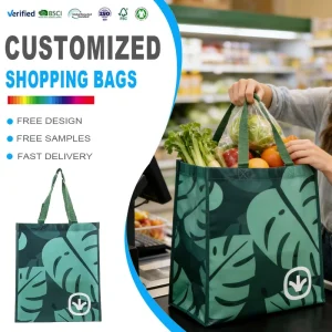 Factory Supply Custom Reusable Non-Woven Woven Packaging Bag Reuseable Grocery Shopping Laminated Tote Bag
