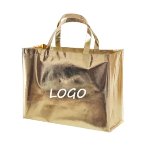 Fashion Luxury Laminated Polypropylene pp Non Woven Fabric Reusable Ecobag Tote Shopping Handle Bag with Custom Printed logo