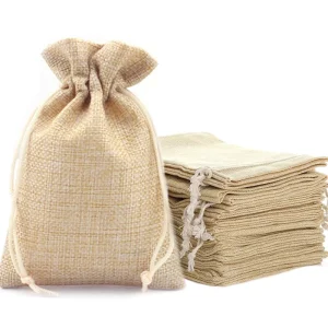 Fashionable Linen Drawstring Bag for Christmas Wedding Parties DIY Gifts Reusable Vintage Boho Burlap Lady Dress Candy