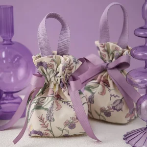 Flower Printed Pouch Wedding Candy Bags Drawstring Pouch Candy Canvas Sachet Gift Bags