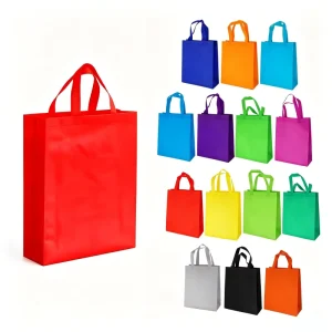 Free Sample Customized Red Reusable Fabric Nonwoven Grocery Shopping Bags with Logo Pattern Type Letter for Gifts
