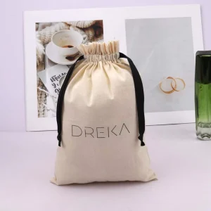 Free Sample Reusable Custom Logo Printed Cotton Bag for Packaging Food Natural Organic Drawstring Gift Cotton Muslin Pouch