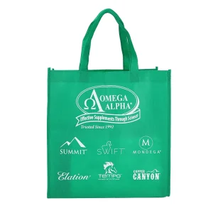 Fresh Neutral and Green Comfortable Straps Recyclable Lightweight Non Woven Bags for Customer Gift Packaging