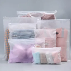 Frosted Translucent Packaging Bags Apparel Packing Zipper Zip Lock Slider Bags with Printing Logo