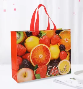 Fruit Gift Bag Non Woven Recyclable Custom Logo Handle Portable Coated Waterproof Shopping Bag