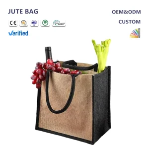 Grocery Jute Bag Premium Reinforced Stitching Customizable Eco friendly Jute Fabric Double Handle Reusable Custom Logo Elegant