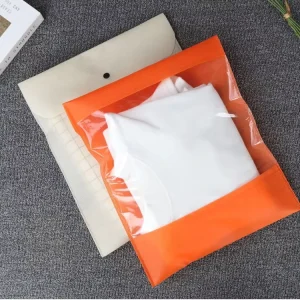 Half Non Woven Half Clear Snap Button Garment Packaging Bags for Underwear Scarf Textile Gift Storage