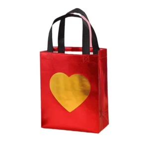 Heart Pattern Durable Waterproof Disposable Folding Versatile Casual Stylish Customized Non Woven Shopping Bag for Gifts