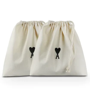 Heart Printed Cotton Bag Soft Twill Canvas Drawstring Pouch Custom Logo Reusable Lightweight Shopping Sack Jewelry Packaging