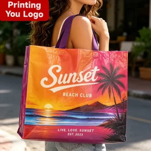 Heavy Duty Waterproof Laminated PP Woven Grocery Bag Double Reinforced Handles Durable Reusable Shopping Tote From Factory