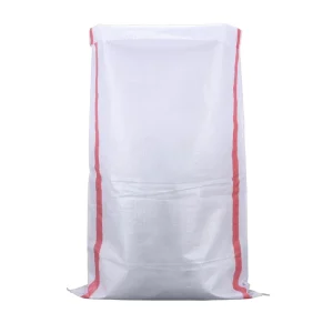 Heavy Duty White PP Woven Bags with Red Stripes Industrial Strength Packaging for Grain and Chemical Products