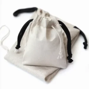High Quality Custom Canvas Cotton Linen Jewelry Packaging Drawstring Bag Double Cotton String Premium Cotton Bags Shopping