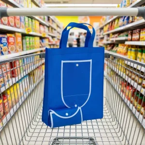 High Quality Durable Non Woven Folding Tote Storage Bag with Pocket Reusable Stronger Non Woven Tote for Supermarket Grocery