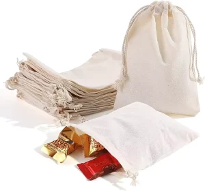 High Quality Eco Muslin Cotton Jewelry Packaging Pouch Customized Organic Cotton Linen Drawstring Bag