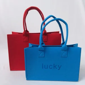 High Quality Eco-friendly Recyclable Felt Tote Bag Fashionable Handheld Shopping Textile Packaging Gift Shopping Bag
