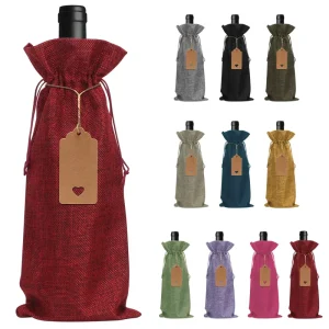 High Quality Eco frinedly Reusable Jute Drawstring Bag for Classic Bottle Wine Jute Drawstring Bag in Bulk As Gift Packaging