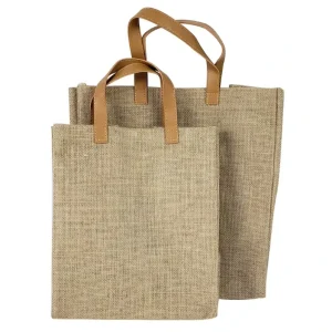 High Quality Fashion Waterproof Linen Natural Black Yellow Burlap Shopping Tote Jute Ba
