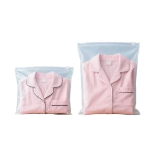 High Quality Frosted PE Plastic Garment Bag with Matte Print Poly Zipper Lock Screen Printing for Clothes Packaging
