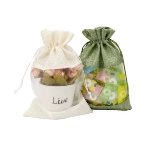 High Quality Jute Organza Drawstring Bags for Scented Candle Gifts and Crafts Textile Packaging