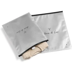 High Quality Silver Metallic Clothing Packaging Bags Zip Seal Silver Foil Garment Bags Transparent Clothes Packing Plastic Bags