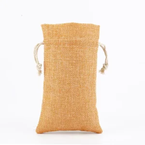 High Quality Small Jute Drawstring Bags Pouches Eco Friendly Logo Printed Jute Wig Bags with Drawstring Burlap Gift Bag