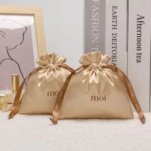 High Quality Soft Satin Draw String Pouch Bags New Design Luxury Custom Dust Cover with Logo Promotional Small Textile Packaging