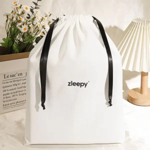 High Quality Square Bottom White Cotton Twill Packaging Bag for Candle Gift Box Custom Logo Printed Drawstring Cotton Pouch